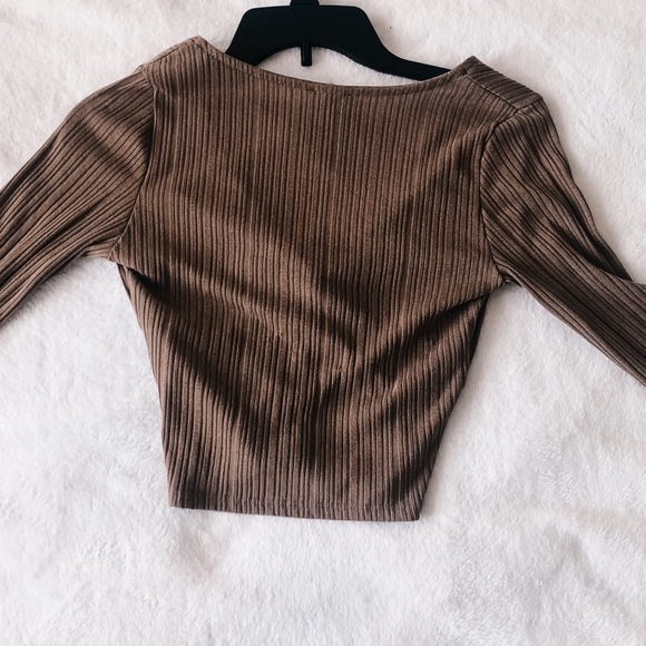 Brown Long sleeved Crop Top - Picture 5 of 5